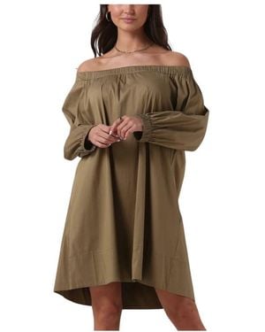 Semicouture Groene Mini Jurk - Bruin