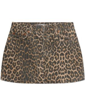 RE/DONE Animal-Print Denim Skirt - Braun