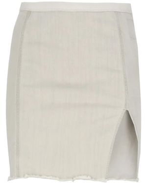 Rick Owens Rokken ,Grijs ,Katoen Sacred Mini-Rok Met Rauwe Zoom - Wit