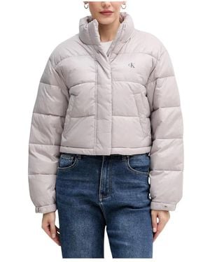 Calvin Klein Shine Crop Puffer Jacket - Grau