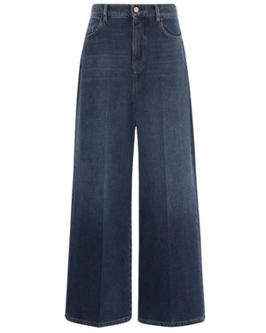 Max Mara Wijde Katoenen Jeans - Blauw