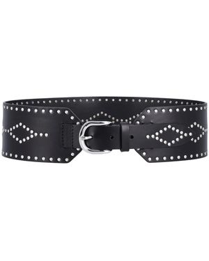 Isabel Marant Studded Leren Riem Zwart Zilver