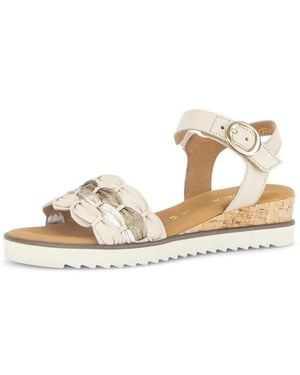 Gabor Wedge Sandaal Met Gevlochten Band - Metallic