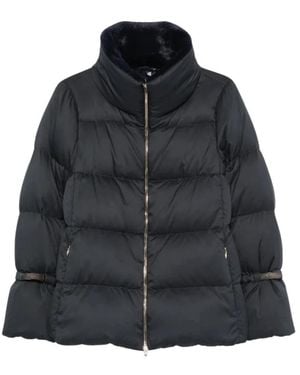 Herno Jassen ,Blauw ,Leer Donsjack - Zwart