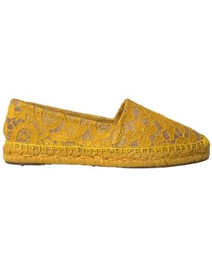 Dolce & Gabbana Schoenen ,Geel ,Gele Kant Espadrille Loafers Schoenen