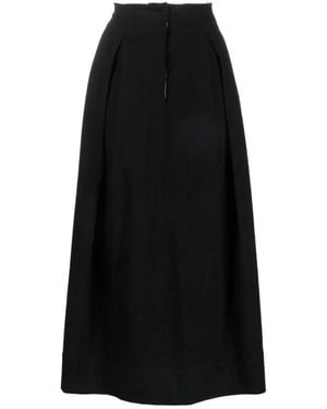 Uma Wang Zwarte Linnen Blend Hoge Taille Rok