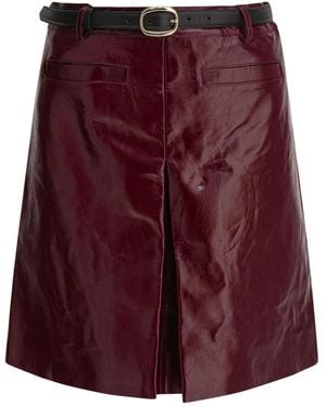 Self-Portrait Nep-Lakleren Midi Rok Met Riem - Paars