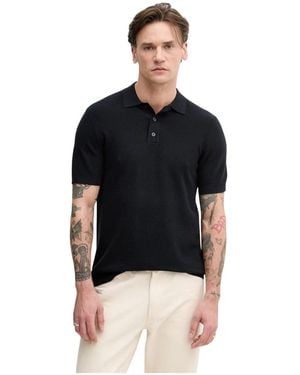 Hackett Klassisches Kurzarm-Strickpoloshirt - Schwarz