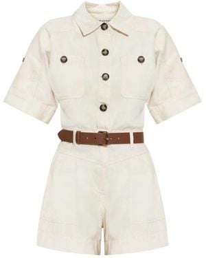 Self-Portrait Jumpsuits & Playsuits ,Katoen Geknoopte Jumpsuit - Naturel