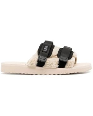 Suicoke Schwarze moto logo patch sandalen