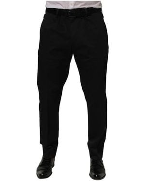 Dolce & Gabbana Black Cotton Tapered Leg Dress Trouser Trousers