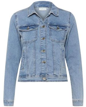 Kaffe Jassen ,Blauw ,Denim Lichtblauwe Gewassen Denim Jack