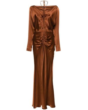 Alberta Ferretti Maxi Gown Met Uitsnijdingen - Bruin