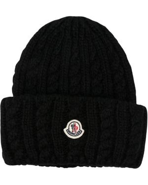 Moncler Accessoires ,Zwart ,Wol Gebreide Muts Van Wolmix