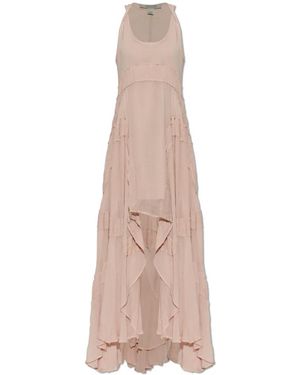 AllSaints Kleedjes ,Roze ,Leer Dorina Mouwloze Gepoogde Maxi-Jurk - Naturel