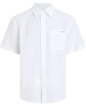 Calvin Klein J30J327296 Shirt Met Korte Mouwen - Wit