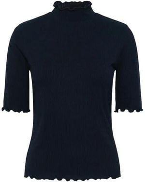 Cream Tops ,Zwart ,Turtleneck T-Shirt - Blauw