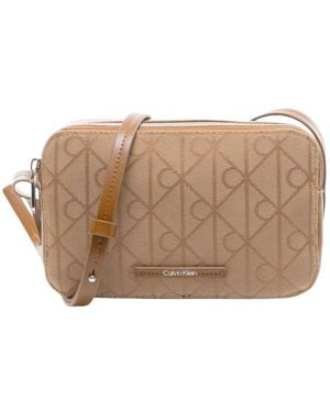 Calvin Klein Tassen ,Bruin ,Polyester Emblem Camera Bag - Naturel