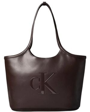 Calvin Klein Tassen ,Bruin ,Bold Ck Shopper
