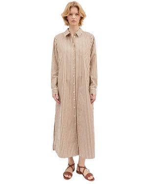 Skall Studio Kleedjes ,Veelkleurig ,Leigh Shirtdress Stripe - Naturel
