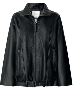 Pepe Jeans Leren Jassen - Zwart