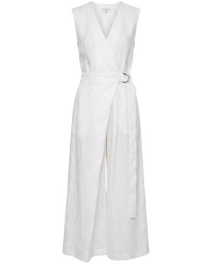 MEIMEIJ Jumpsuits & Playsuits ,Wit ,Linnen Jumpsuit Met Ceintuur En Wikkelstijl