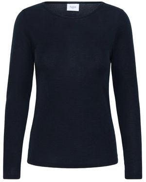 Saint Tropez Tops ,Zwart ,Wol Garima Sz Wol Ls Blouse - Blauw