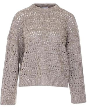 Brunello Cucinelli Open Knit Sweater - Grijs