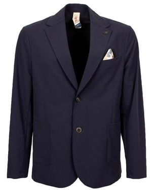 Bob Einknöpfiger Blazer Aus Technischem Stoff - Blau