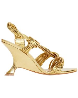 Acler Goldene Lederknotenkeil Schuhe - Mettallic