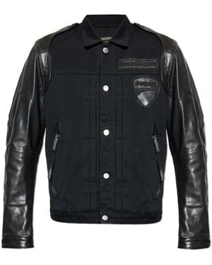 DSquared² Jassen ,Zwart ,Katoen Ducati Leder & Canvas Truckerjack