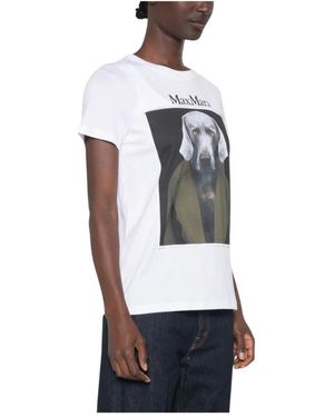 Max Mara Tops ,Wit ,Nylon T-Shirt Met Grafische Print