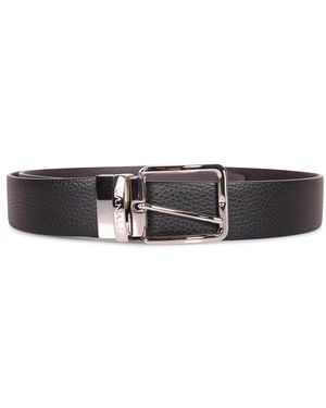 Canali Accessoires ,Zwart ,Leer Reversible Leren Riem