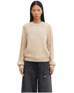 Maison Kitsuné Alpaka Zopfstrickpullover - Natur