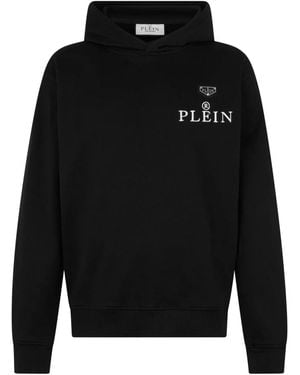Philipp Plein Hoodies & Sweatvesten ,Zwart ,Katoen Hoodie Sweatshirt