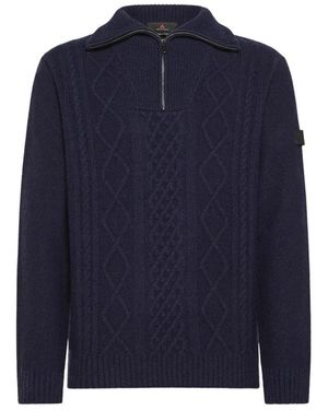 Peuterey Truien & Vesten ,Blauw ,Wol Shetland Wool Pullover Met Rits