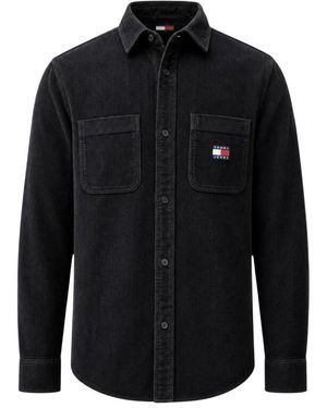 Tommy Hilfiger Overhemden ,Zwart ,Katoen Lange Corduroy Shirt