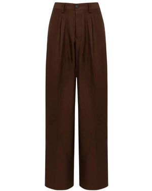 Laneus Broeken ,Bruin ,Linnen Pantalone
