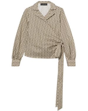 Brooks Brothers Overhemden ,Groen ,Katoen Optical Wrap Katoenen Blouse - Naturel
