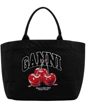 Ganni Tote Bags - Nero