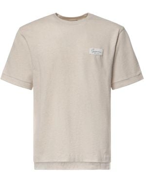 Jacquemus T-Shirt Met Logopatch - Naturel