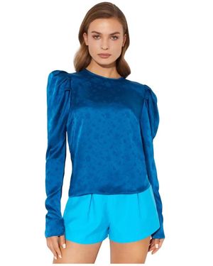 ANDAMANE Satinbluse Mit Puffärmeln Hope - Blau