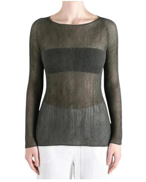 Issey Miyake Tops ,Grijs ,Chiffon Chiffon Twist 2 - Zwart