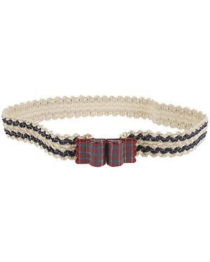 Exquisite J Accessoires ,Gestreepte Raffia Riem - Wit