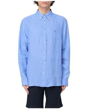 Tommy Hilfiger Blaues Leinen Freizeithemd
