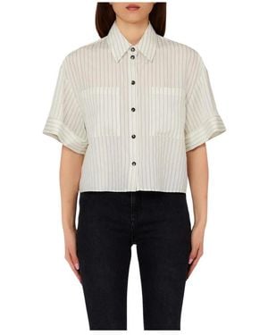 Liu Jo Overhemden ,Nylon Gestreepte Knoopsluiting Shirt - Wit