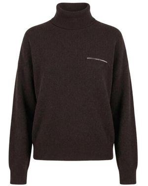 Peserico Truien & Vesten ,Bruin ,Gebreide Coltrui - Zwart