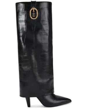 Kurt Geiger Schoenen ,Zwart ,Leer Omslaarbare Hoge Laars