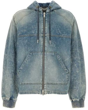 1989 STUDIO Hoodies & Sweatvesten ,Blauw ,Denim Denim Hoodie Met Ritssluiting