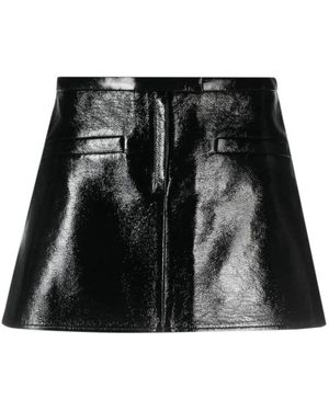 Courreges Rokken ,Zwart ,Leer Double Slits Vinyl Mini Skirt